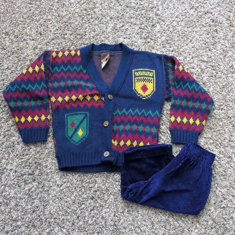 Vintage Electric Kids Cardigan W/ Pants‎ Sz 2 (6/9 Months)